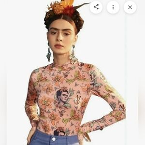 SHEIN Pink Artistic Floral Long Sleeve Top